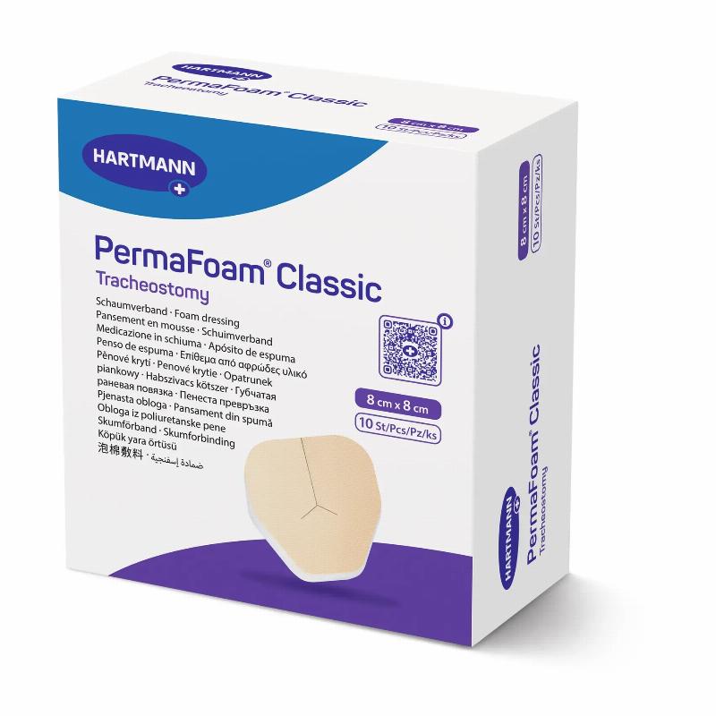 Губчаста пов'язка PermaFoam® Classic Tracheostomy 8см x 8см 10шт